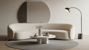 El futuro es curvo: La tendencia en sofás, mesas y espejos redondeados.